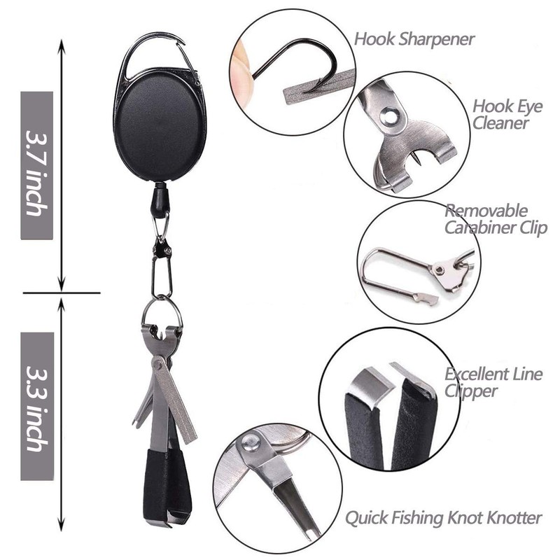 フィッシングクイックノットタイイングツール3セットステンレス鋼4 in 1ツールクイックノットノッターフライラインクリッパーフックシャープナーフックアイクリーナージンジャーリトラクター付き