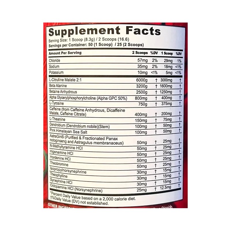 Pre Entreno Panda Supplements Rampage 50 Servicios Sabor Blue Venom