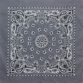 Trainmen Paisley 27" Jumbo Military Bandana Head Scarf Do-rag 100% Cotton Bandanna Face Cover 6-Pack (Grey)