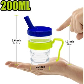 pegirra Control Flow Cup With Two Style Lids,Lightweight Clear Senior Drinking Cup,Spillproof Adult Sippy Cup for Elderly Care,Liquid Feeding Elderly Disabled Hospital Patients Convalescent