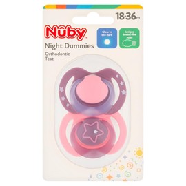 Nuby Night Girl Soothers 18-36 Month 2pk