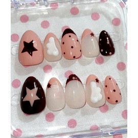 Dot Wings handmade nail tips - short oval / 도트 윙즈 수제네일팁 - 숏오벌