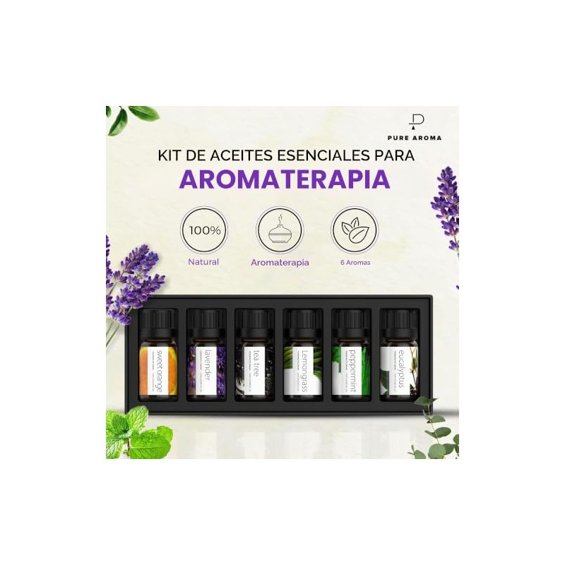 PURE AROMA Set de aceites esenciales 100% puros - 6