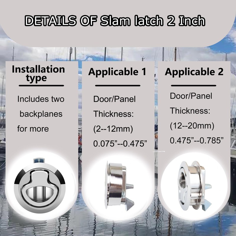 Boat Slam Latch 2" Lift Handle Deck Hatch Marine Grade