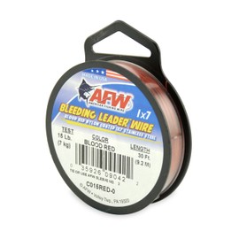 American Fishing Wire Bleeding Leader Blood Red Nylon Coated 1x7 Stainless Steel Leader Wire, 15 Pound Test, 30-Feet