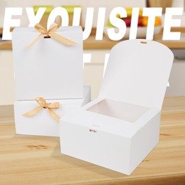 AWCIGG Pack of 12 White Gift Boxes, 20 x 20 x 10 cm, Large Gift Box, Gift Boxes with Lids and Ribbons for Holidays, Christmas, Weddings, Birthdays, Gift Wrapping