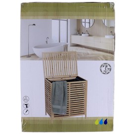 Bamboo Laundry Hamper with Lid, Removable Bag, Slatted Ventilation Design, Large Storage Basket, Perfect for Bathroom or Laundry Room