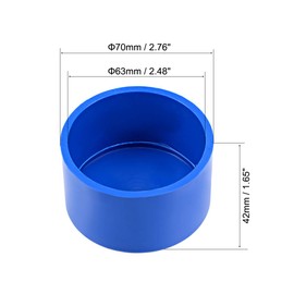 sourcing map 63mm PVC Pipe Cap Fitting, Slip End Caps DWV(Drain Waste Vent) Irrigation Swimming Pool Sound Deadening, Blue 6Pcs