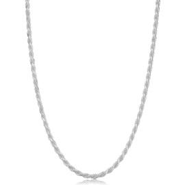 ARGENTO REALE 925 Sterling Silver Diamond Cut Rope Chain Necklace, 1.5MM - 3.5MM Braided Rope Chain Neclace, Sterling Silver Necklace,silver chain made in italy