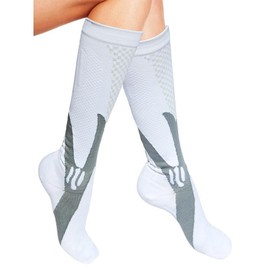 Bcurb Graduated Compression Socks (2 Pair) Men Women Support Recovery Stockings (White/Gray/Black, Large/X-Large)