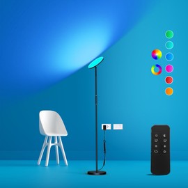 LED Floor Lamp, 3600LM 36W RGB Standing Lamp with Multi-Color Light Scenes, Modern Torchiere Sky Lamp with Remote & Touch Control, 2700K-6500K Stepless Dimming Room Lamp for Living Room Bedroom Office