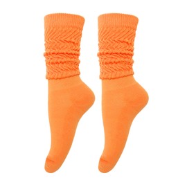 Gvhntk Slouch Socks Women 80s 90s Scrunch Socks Extra Long Slouchy Sock Knee High Sock (Orange)