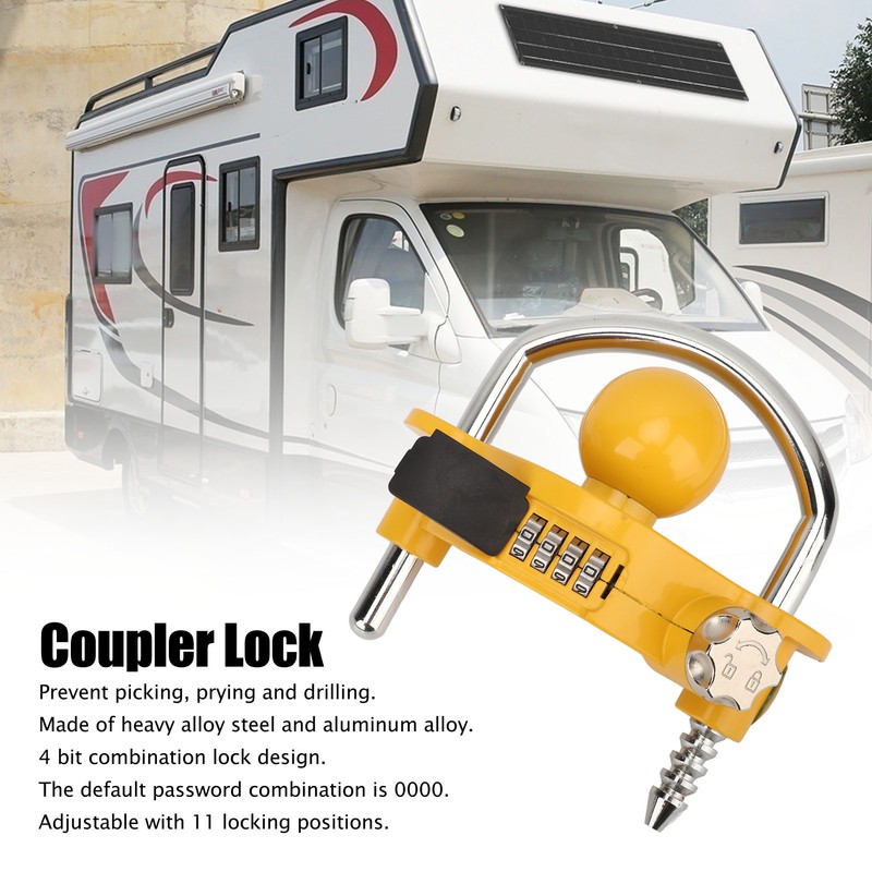 Trailer Coupler Lock Universal Hitch Lock U Shaped Combination Lock
