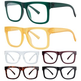 Gr8Sight Reading Glasses Oversized Metalless Screwless Spring Hinges 6 Pack Readers Men +1.25