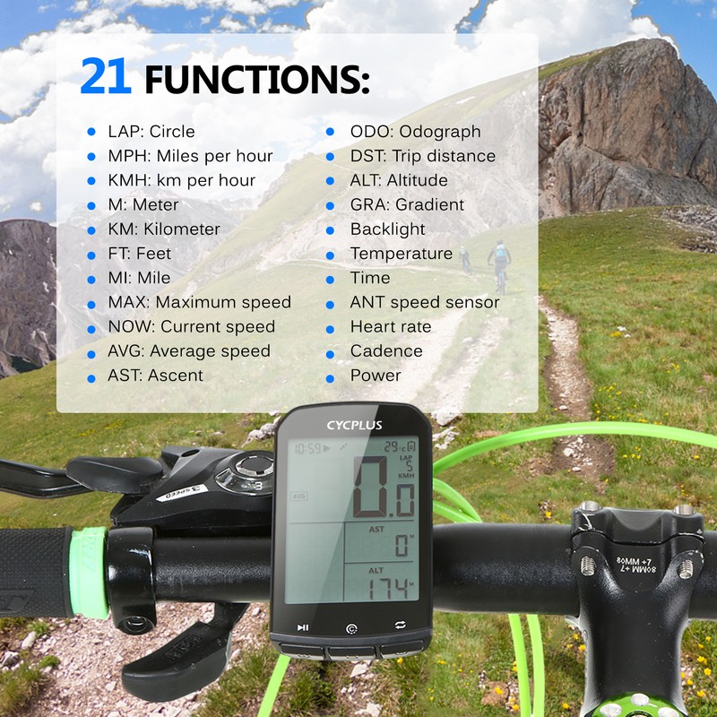 Bike Computer 2.9in Large LCD Screen IPX6 Water Resistant