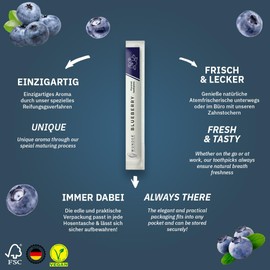 Wonder Toothpicks with Flavour - 100x Individually Packed toothpicks - Available in 8 Refreshing Flavours - Gentle Oral Hygiene - Fresh Breath - Individually Packed Flavoured toothpicks (Blueberry)