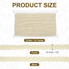 sourcing map Gimp Braid Trim 1/2" x 14 Yards Polyester, Beige