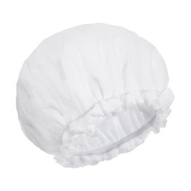 White Shower Cap, Terry Lined Shower Cap for Women, Double Protection & Inner Towel Skin-friendly for Makeup, Washing (Wet & Dry Needs)