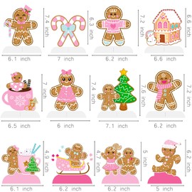 Gingerbread Christmas Honeycomb Ccenterpieces 12Pcs Pink Gingerbread Man Party Decorations Merry Xmas Gingerbread Table Centerpieces for Winter Holiday Baby Shower Party Supplies