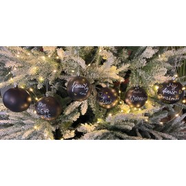 Pack of 6 Christmas Baubles for Personalising, DIY & Painting Chalk/Blackboard Varnish DIY Christmas Tree Decorations Christmas Decorations Christmas Pendant Christmas Baubles Diameter 8 cm (6)