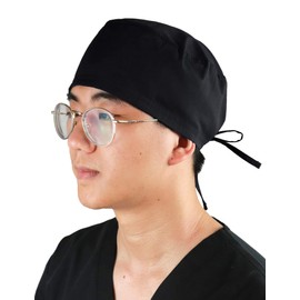 JONATHAN UNIFORM Black Scrub Cap Unisex Workwear Hat with Sweatband for Dental, Spa, Beauty Chef(Black)