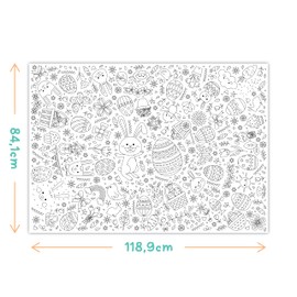 Colouring Tablecloth for Children - Easter Tablecloth with Easter Bunny, Easter Eggs & Co for Colouring - Colouring Blanket as Easter Decoration for Children's Table - Paintable Easter Tablecloth for