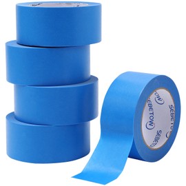 SEBETOW Blue Painters Tape 2 Inch Bulk - Blue Tape for Painting Automotive Walls Packing Removable NO Residue, Paint for Indoors & Outdoors, 2 Inches x 55 Yards x 5 Rolls