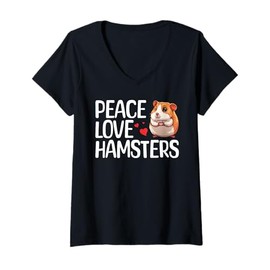 Womens Cute Hamster Design For Men Women Kids Dwarf Hamster Lovers V-Neck T-Shirt