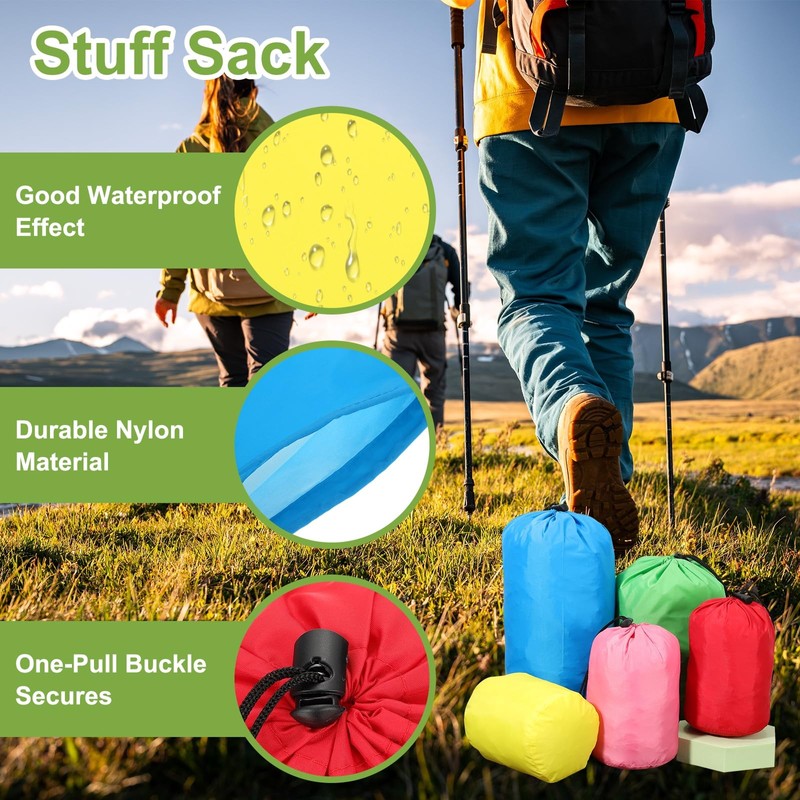 sourcing map 5.1x8.1x9.8 Stuff Sack, Nylon Water Resistant Portable Drawstring