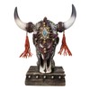 Ebros Gift Rustic Western Cow Skull with Turquoise Diamond Intricate