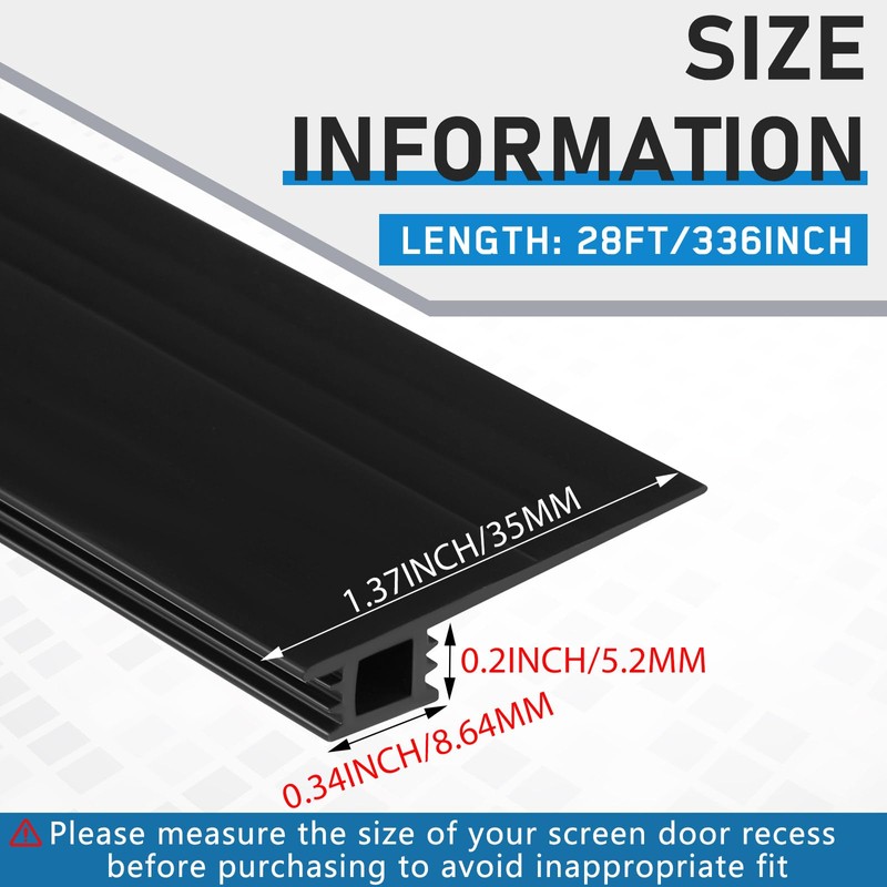 Pushglossy 28 ft Vinyl Sliding Screen Door Bug Seal Strip