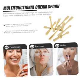 BIUDECO 10pcs Mask Spoon Mini Spatula Face Cream Spatula Skincare Spoon Facial Tools Golden Eye Cream Spoons Facial Spatula Face Cream Applicator Face Mask Applicator Lipstick Make up Abs