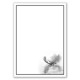 25 x Mourning Paper DIN A4 Motif, Black Mourning Frame with Feather, Letter Paper Mourning 297 x 210 mm, 90 g/m² Condolence Paper Trauer Papiere by GUSTAV NEUSER