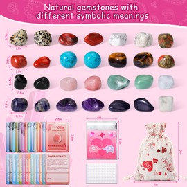 Mity rain Valentines Day Cards for Kids School - 28 Sets Gem Valentine Cards Valentines Day Gifts for Kids, Natural Gemstone Valentine Exchange Party Favors Love Healing Crystal Gemstone Rocks
