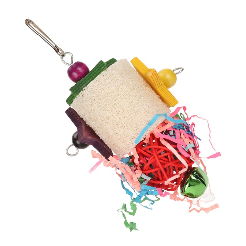 3pcs Parrot Shredding Chew Toy Bamboo Net Rattan Loofah Bird