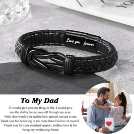D Dongjiangjin Gift Father's Day Gifts from Daughter, Dad Birthday Gifts Christmas Father's Day Gifts for Dad Presents for Dad Father Daughter Gifts for Dad Who Wants Nothing Mens Leather Bracelet