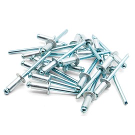 Hippo Hardware (6.4mm X 12mm) Pop Rivets Dome Head Open End Blind with Aluminium Body and Steel Mandrel (Pack of 10)