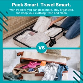 5 Piece Packing Cubes for Travel in Sizes (X-Large, Large, Medium, Small) by Pebbler | Organizers for Suitcases, Carry Ons, Duffle Bags, Backpacks, Moving | Bonus Laundry Bag (Desert Sand)