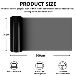Smart Iron on for Cricut Joy, 14 x 200 cm, Black Plotter Film, Textile, Smart Heat Transfer Vinyl, Flex Film Plotter Textiles for Iron-on, PU Plotter Film, Textile for Fabrics, T-Shirts, DIY Patterns