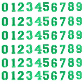 J.CARP 60Pcs Green Number 0 to 9 Patches Iron on Sew on Letters for Clothing, Hats, Shoes, Backpacks, Handbags, Jeans, Jackets etc.
