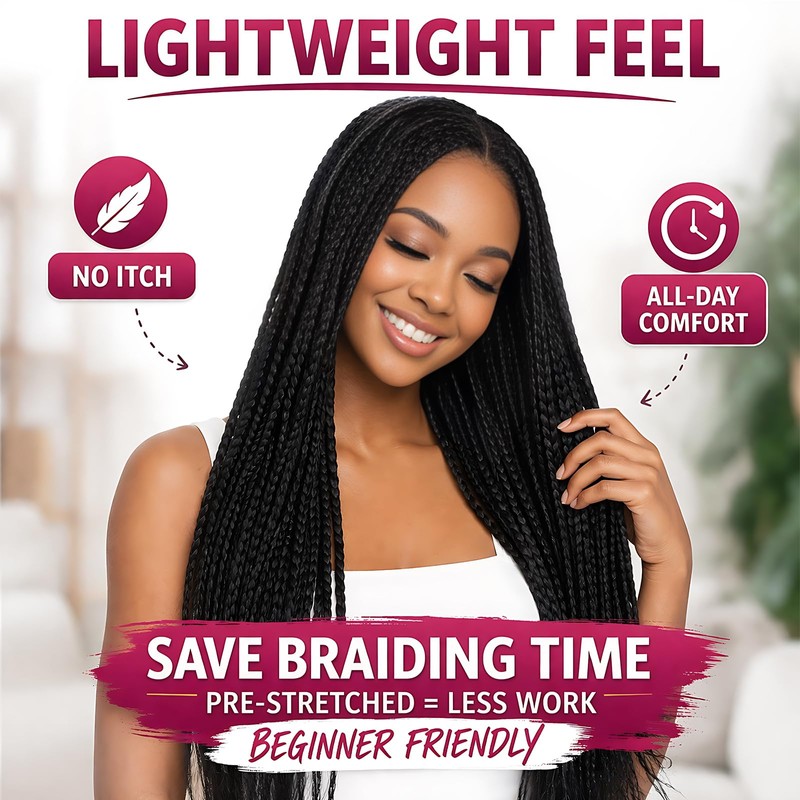 Pre Stretched Braiding Hair, 26 Inch, 3 Packs, 99J