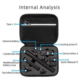 Honbobo DJI OSMO Action 5 Pro/OSMO Action 4 Storage Bag Case Portable Box Portable Handbag Accessories for Action Camera DJI Action 4 Case, black, Casual