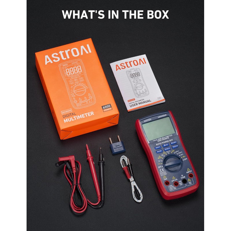 AstroAI Digital Multimeter, 6000 Counts TRMS, Auto Ranging and Manual,
