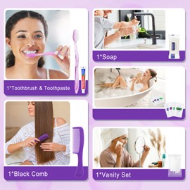 HQSLsund 5 Kits Travel Toiletry Kit Bulk, Personal Hygiene Kit, Disposable Hygiene Kit Homeless Care Supplies Charity Kit For Home, Hotel, Camping, Travel