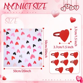 Patelai 8 Sets Valentine's Day Cloth Napkins with Red Heart Rings Set Reusable Cotton Fabric Love Cocktail Napkins Metal Heart Shape Rings Holders for Valentine's Day Wedding Dinner(Delicate)