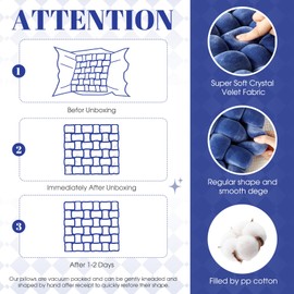Wenqik 2 Pcs Knot Pillow Soft Throw Pillow Home Decoration Cushion Square Office Knotted Plush Throw Cushion for Living Room Bedroom Sofa Couch Living Room Decor, 12'' x 13''(Blue)