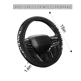 Magaradula Leather Steering Wheel Cover for Ravens Car Accessories for Sports Fans,Universal Size14-15 Inch fit Most car SUV Trucks. (for WY)
