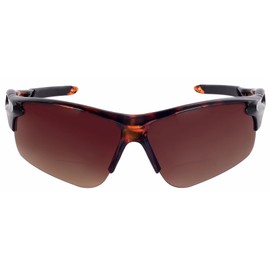 Mass Vision 2 Pair of 'The Athlete' Precision Sport Wrap Lightweight Bifocal Unisex Reading Sunglasses (1 Pair - Polarized Tortoise, 2.5, x)