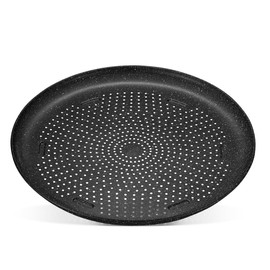 Emporio Kitchen Pizza Baking Pan - 15.75-Inch Round Perforated Carbon Steel Tray with Non-Stick Gray Marble Coating, Airflow Design, Dishwasher & Oven Safe (Up to 450°F), PFOA, PFOS, PTFE-Free, Gray
