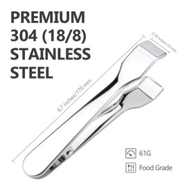 TRUSBER 2 Packs Ice Tongs for Ice Bucket, Stainless Steel Food Serving Tongs, with Claw Grip Teeth 6.7 Inches Perfect for Block Ice Sugar Cubes Bar Hotel Home & Kitchen, (Pack of 2, Silver)